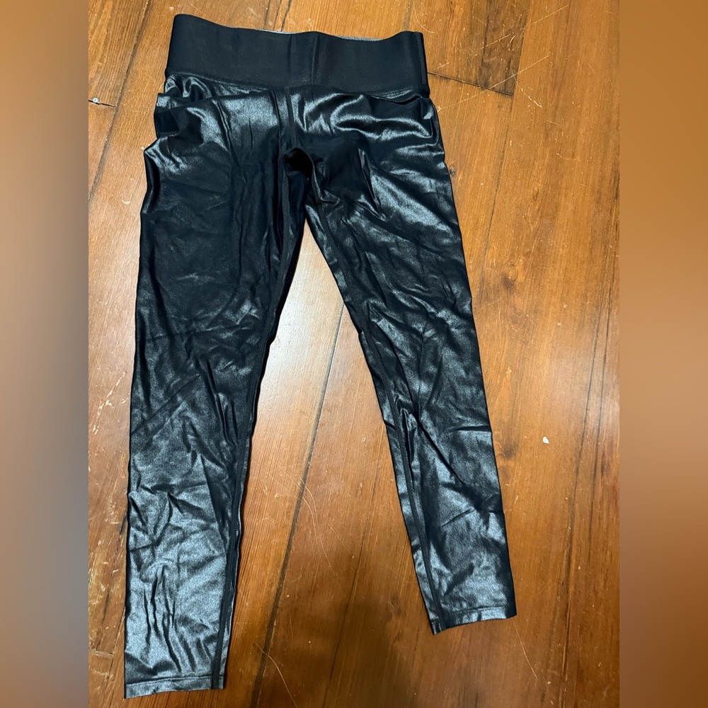 Carbon38 Shiny Black Kids Leggings